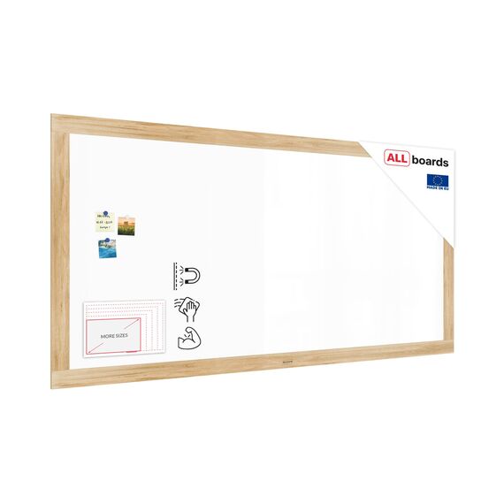 ALLboards Magnetisches Whiteboard, trocken abwischbar PREMIUM 240x120 cm, massiver Rahmen im Eichendesign