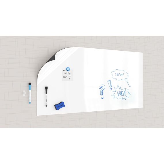 ALLboards Whiteboard Folie, 100x50 cm Magnetisch Selbstklebend Weißwandtafel Folie, einschließlich 2 Marker, 4 Magneten und Whiteboard Schwamm, Memoboard zum Schreiben