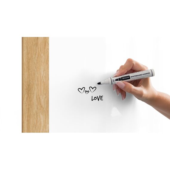 ALLboards Magnetisches Whiteboard, trocken abwischbar PREMIUM 180x120 cm, massiver Rahmen im Eichendesign