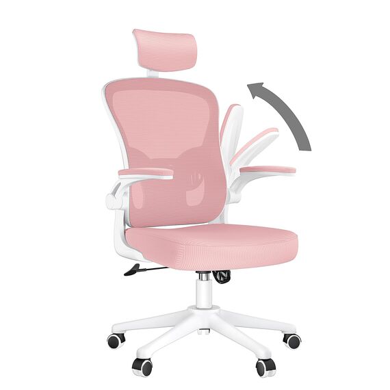 naspaluro Ergonomischer Bürostuhl mit Atmungsaktiver Netzbespannung, Schreibtischstuhl mit Verstellbarer Armlehnen,Kopfstütze,Lordosenstütze,Rückenlehne,Höhenverstellung, 360° Drehstuhl, Rosa