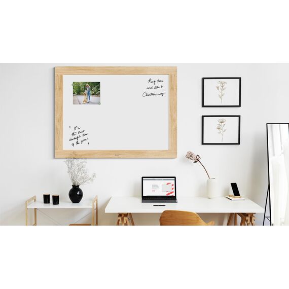 ALLboards Magnetisches Whiteboard, trocken abwischbar PREMIUM 120x90 cm, massiver Rahmen im Eichendesign