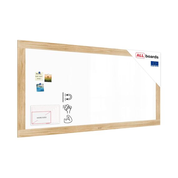ALLboards Magnetisches Whiteboard, trocken abwischbar PREMIUM 200x100 cm, massiver Rahmen im Eichendesign