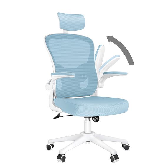 naspaluro Ergonomischer Bürostuhl mit Atmungsaktiver Netzbespannung, Schreibtischstuhl mit Verstellbarer Armlehnen,Kopfstütze,Lordosenstütze,Rückenlehne,Höhenverstellung, 360° Drehstuhl, Blau