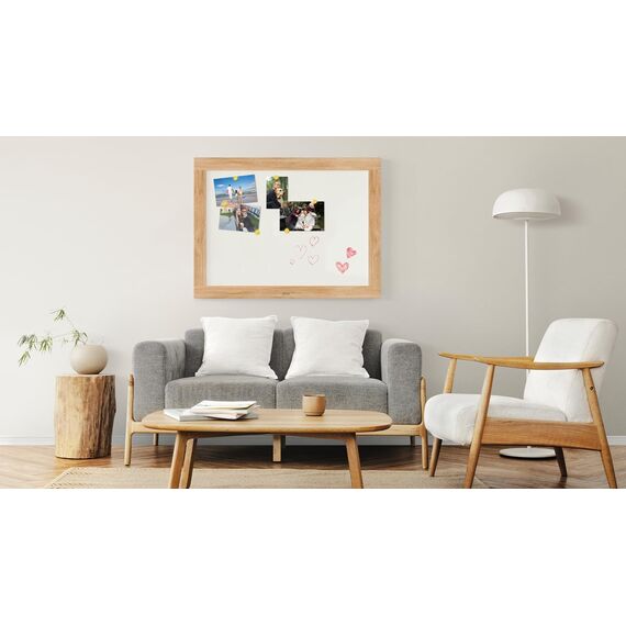 ALLboards Magnetisches Whiteboard, trocken abwischbar PREMIUM 120x90 cm, massiver Rahmen im Eichendesign