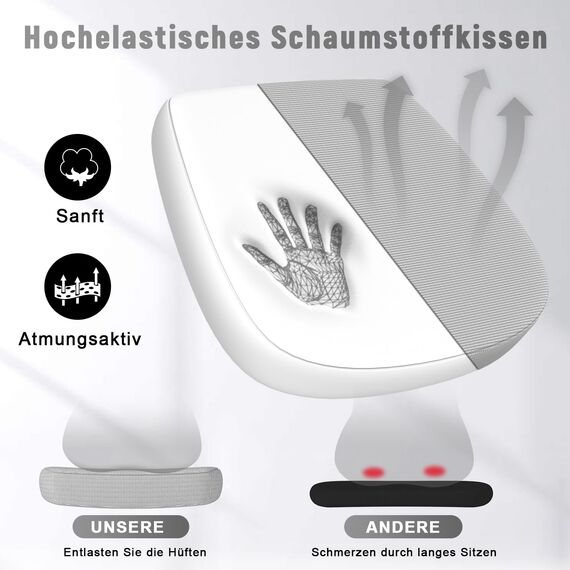 naspaluro Bürostuhl mit Verstellbaren Armlehnen, Ergonomischer Schreibtischstuhl mit Netzbespannung, Lordosenstütze, Höhenverstellbarer, Gepolstertem Sitzkissen, 360° Drehstuhl, Grau