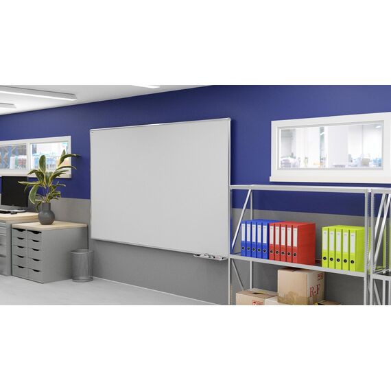 Allboards, magnetisches Whiteboard mit Expo-Alurahmen, trocken abwischbar und beschreibbar, wandmontierbar, 200 x 120 cm.