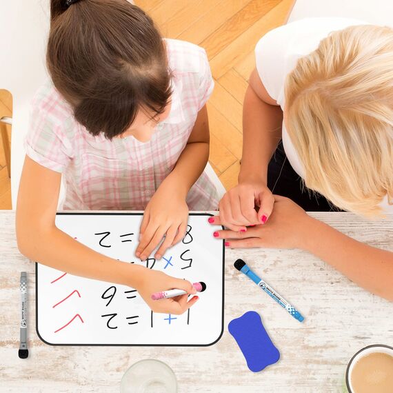 Nicpro 2 Stück Klein Magnetisches Whiteboard A3, Mini Trocken Abwischbar Magnettafel Doppelseitiges mit 8 Bunte Stifte für Kinder, Schüler, Klassenzimmer, Schulmaterial, Lernen, Schreiben(30 x 42 cm)