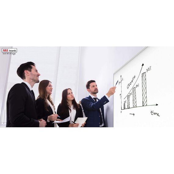 Allboards, magnetisches Whiteboard mit Expo-Alurahmen, trocken abwischbar und beschreibbar, wandmontierbar, 90 x 60 cm.