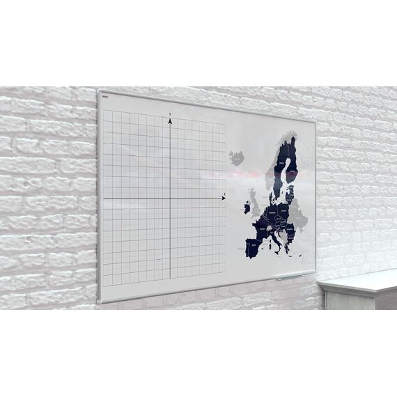 Allboards, magnetisches Whiteboard mit Expo-Alurahmen, trocken abwischbar und beschreibbar, wandmontierbar, 180 x 120 cm.