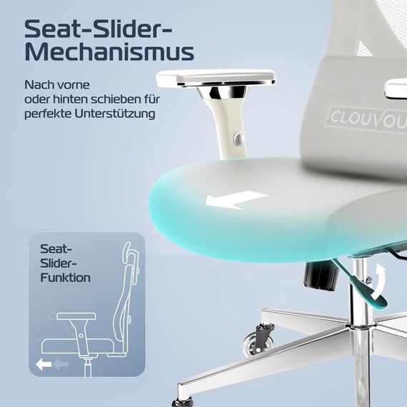 CLOUVOU CleverSeat Bürostuhl Ergonomisch [TESTSIEGER] Schreibtischstuhl 100% individuell einstellbar | Büro Stuhl & Gaming Stuhl | Computerstuhl Home Office Chair Ergonomic | Drehstuhl 150 kg