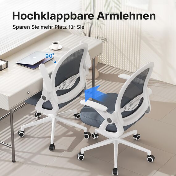 naspaluro Bürostuhl, Ergonomischer Schreibtischstuhl mit Atmungsaktiv Netzbespannung, Hochklappbare Armlehnen, Höhenverstellbarer, Computerstuhl, Leichter Stuhl, 360° Drehstuhl, Dunkelblau