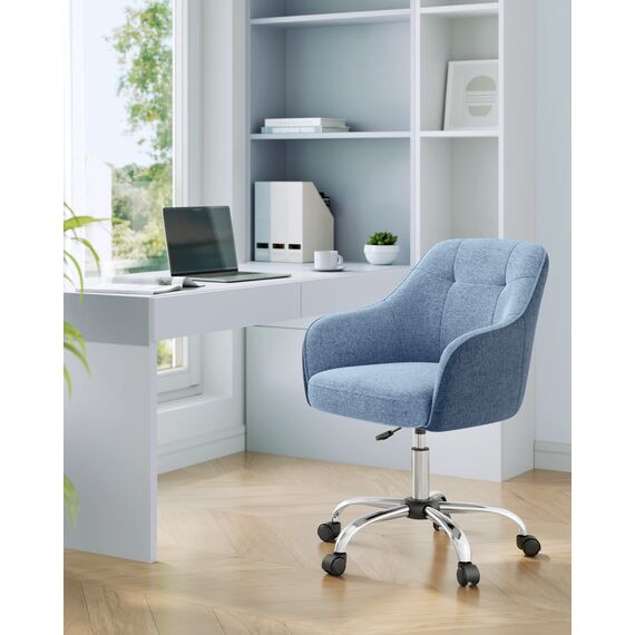 SONGMICS Homeoffice Stuhl, Drehstuhl, Schreibtischstuhl, höhenverstellbar, bis 110 kg belastbar, atmungsaktiver Stoff, für Arbeitszimmer, Schlafzimmer, blau OBG019Q01