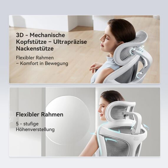 SIHOO Ergonomischer Bürostuhl mit dynamischer Lendenwirbelstütze, 3D-Armlehnen & verstellbarer Rückenlehne, Fußstütze für verbesserten Komfort, Schreibtischstuhl für Home Office, Doro C300 - Schwarz