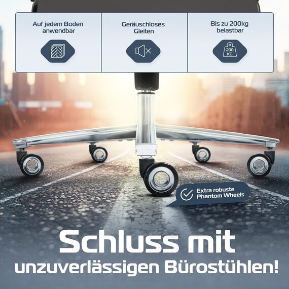 CLOUVOU PowerSeat Bürostuhl Ergonomisch [TESTSIEGER] Schreibtischstuhl 100% individuell einstellbar | Büro Stuhl & Gaming Stuhl | Computerstuhl Home Office Chair Ergonomic | Drehstuhl 200 kg