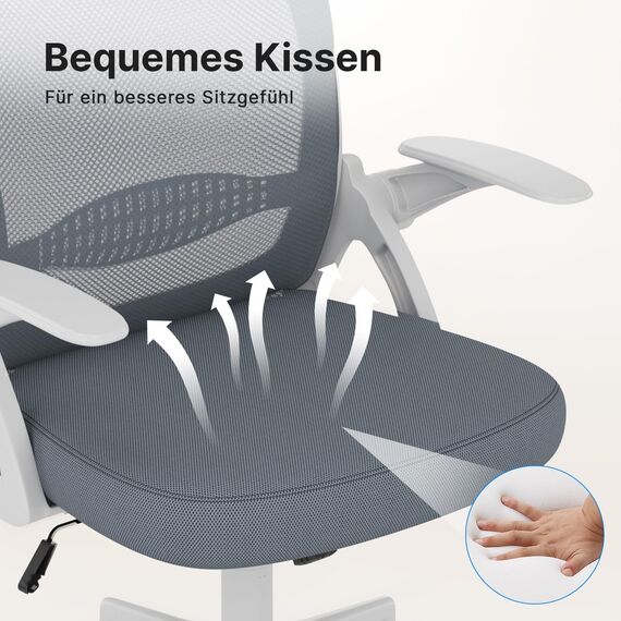 naspaluro Bürostuhl, Ergonomischer Schreibtischstuhl mit Atmungsaktiv Netzbespannung, Hochklappbare Armlehnen, Höhenverstellbarer, Computerstuhl, Leichter Stuhl, 360° Drehstuhl, Dunkelblau