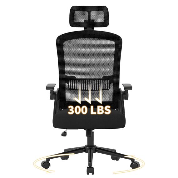 naspaluro Bürostuhl Ergonomisch mit Verstellbarer Armlehnen, Schreibtischstuhl mit Kopfstütze, Atmungsaktiver Netzbespannung, Lordosenstütze, Höhenverstellung Computerstuhl, 360° Drehstuhl, Schwarz