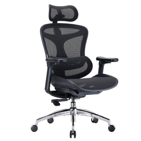 SIHOO Doro C300 Ergonomischer Bürostuhl mit ultraweichen 3D-Armlehnen, dynamischer Lordosenstütze für den Homeoffice-Stuhl, Verstellbarer Rückenlehne (Schwarz)