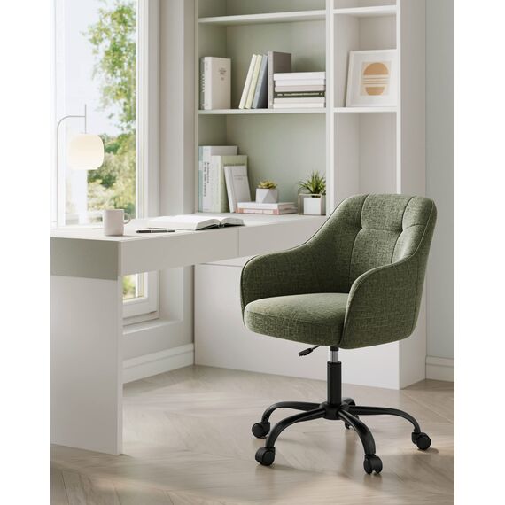 SONGMICS Homeoffice Stuhl, Drehstuhl, Schreibtischstuhl, höhenverstellbar, bis 110 kg belastbar, atmungsaktiver Stoff, für Arbeitszimmer, Schlafzimmer, grün OBG019C01