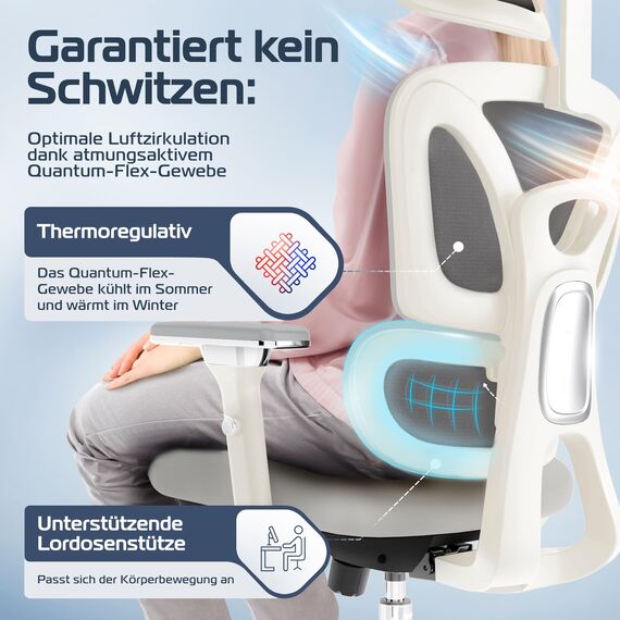 CLOUVOU ProSeat Bürostuhl Ergonomisch [TESTSIEGER] Schreibtischstuhl 100% individuell einstellbar | Büro Stuhl & Gaming Stuhl | Computerstuhl Home Office Chair Ergonomic | Drehstuhl 150 kg