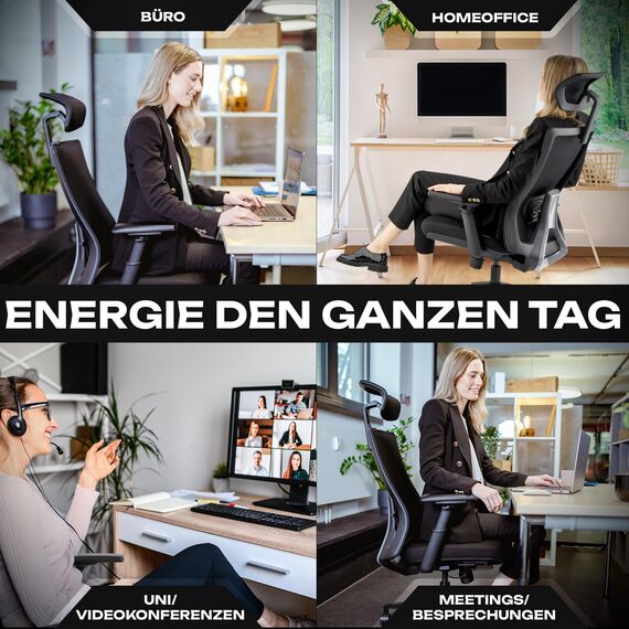 VALKENSTOL M3 Pro Bürostuhl Ergonomisch Testsieger 3D verstellbare Armlehnen, Schreibtischstuhl mit Lendenwirbelstütze Rückenschonend, Office Chair Bürostühle Verstellbare Sitztiefe gesundes Sitzen