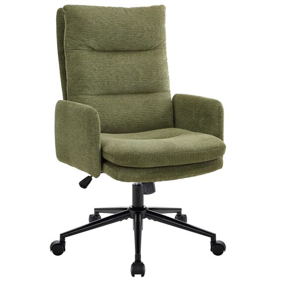 IWMH Schreibtischstuhl mit Hoher Rückenlehne,Bürostuhl Ergonomisch aus Kaschmir, Schminktisch Stuhl mit Armlehne, Drehstuhl Höhenverstellbarer Buero Wohnzimmer (Grün)