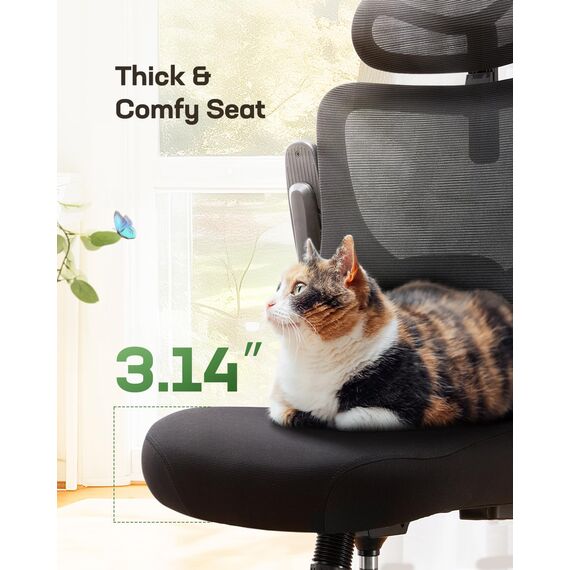 Marsail Bürostuhl Ergonomisch Schreibtischstuhl mit Verstellbarer Kopfstütze Lendenwirbelstütze und Klappbaren 3D Armlehnen Computerstuhl hat Höhenverstellung Drehstuhl Bis 136kg/300LB Belastbar