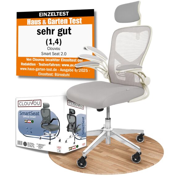 CLOUVOU SmartSeat Bürostuhl Ergonomisch [TESTSIEGER] Schreibtischstuhl 100% individuell einstellbar | Büro Stuhl & Gaming Stuhl | Computerstuhl Home Office Chair Ergonomic | Drehstuhl 150 kg
