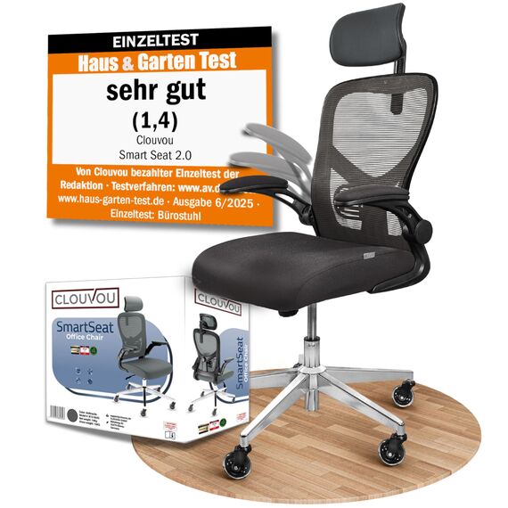 CLOUVOU SmartSeat Bürostuhl Ergonomisch [TESTSIEGER] Schreibtischstuhl 100% individuell einstellbar | Büro Stuhl & Gaming Stuhl | Computerstuhl Home Office Chair Ergonomic | Drehstuhl 150 kg