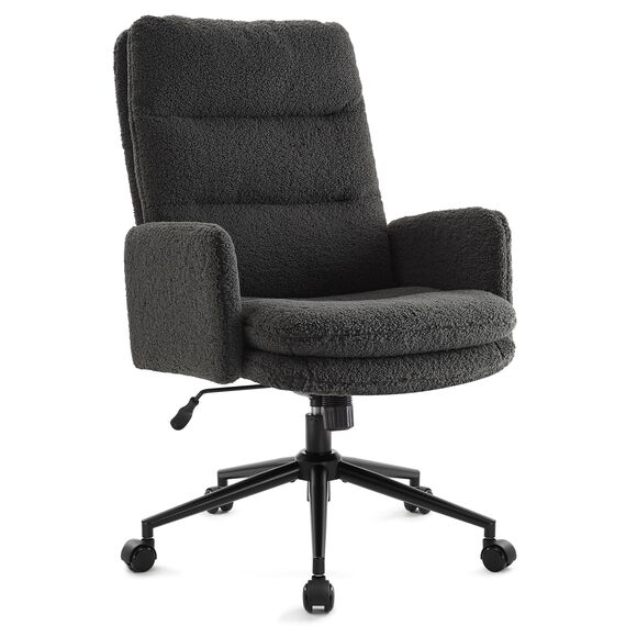 IWMH schminktisch Stuhl, schreibtischstuhl mit Rollen,bürostuhl ergonomisch mit armlehne,schminkstuhl hoher rückenlehne,drehstuhl höhenverstellbarer Buero Wohnzimmer (Dunkelgrau)