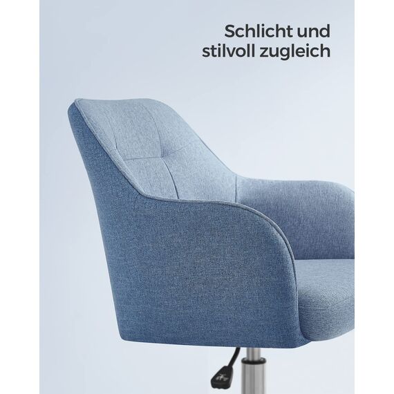 SONGMICS Homeoffice Stuhl, Drehstuhl, Schreibtischstuhl, höhenverstellbar, bis 110 kg belastbar, atmungsaktiver Stoff, für Arbeitszimmer, Schlafzimmer, blau OBG019Q01