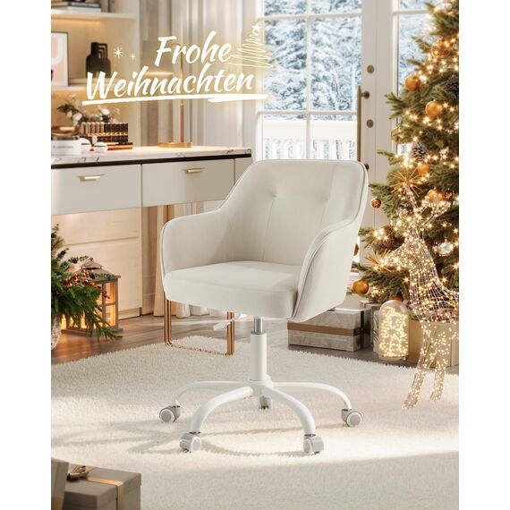 SONGMICS Homeoffice-Stuhl, Drehstuhl, Schreibtischstuhl, höhenverstellbar, bis 110 kg belastbar, Cord, für Arbeitszimmer, Schlafzimmer, sandbeige OBG019LZ01