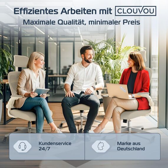 CLOUVOU SmartSeat Bürostuhl Ergonomisch [TESTSIEGER] Schreibtischstuhl 100% individuell einstellbar | Büro Stuhl & Gaming Stuhl | Computerstuhl Home Office Chair Ergonomic | Drehstuhl 150 kg