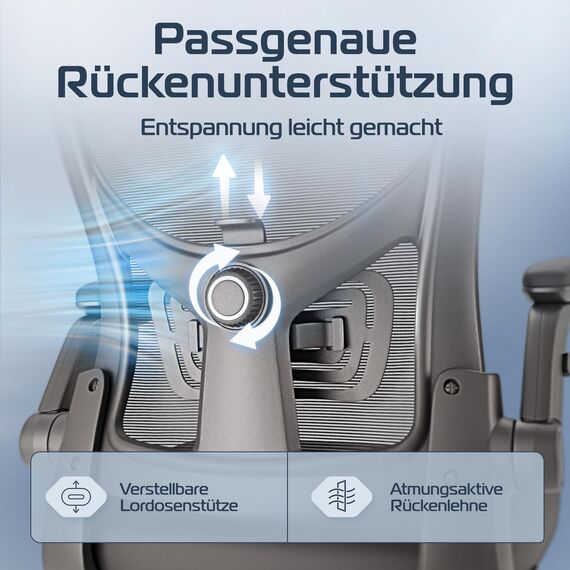 CLOUVOU SmartSeat Bürostuhl Ergonomisch [TESTSIEGER] Schreibtischstuhl 100% individuell einstellbar | Büro Stuhl & Gaming Stuhl | Computerstuhl Home Office Chair Ergonomic | Drehstuhl 150 kg