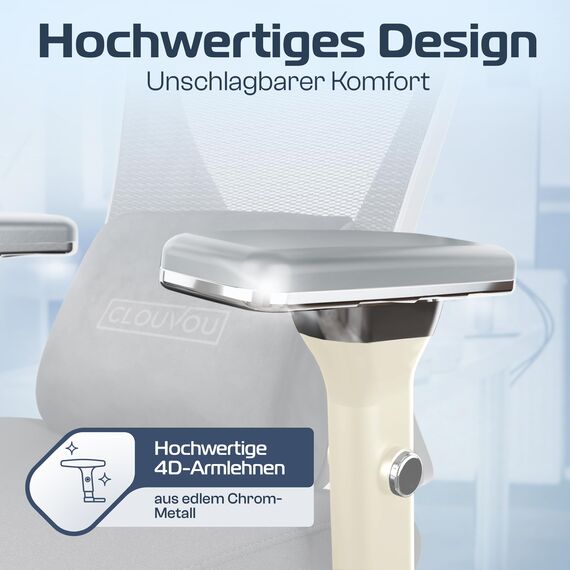 CLOUVOU CleverSeat Bürostuhl Ergonomisch [TESTSIEGER] Schreibtischstuhl 100% individuell einstellbar | Büro Stuhl & Gaming Stuhl | Computerstuhl Home Office Chair Ergonomic | Drehstuhl 150 kg