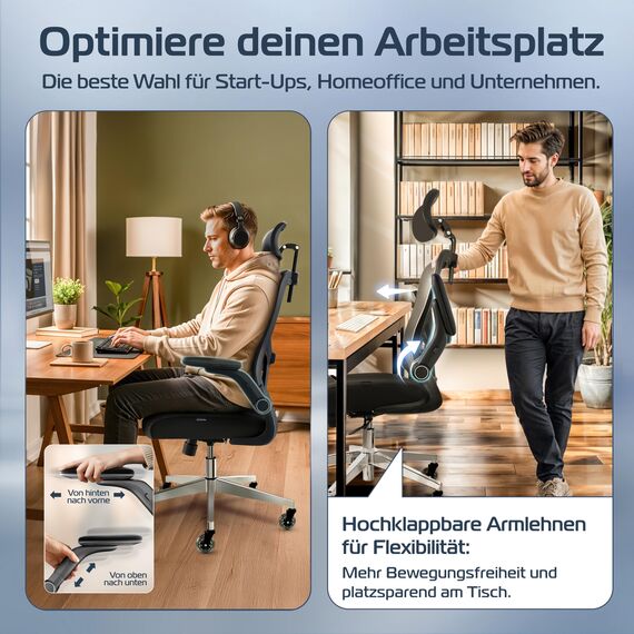 CLOUVOU SmartSeat Bürostuhl Ergonomisch [TESTSIEGER] Schreibtischstuhl 100% individuell einstellbar | Büro Stuhl & Gaming Stuhl | Computerstuhl Home Office Chair Ergonomic | Drehstuhl 150 kg