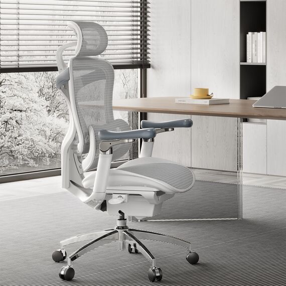SIHOO Doro C300 Pro Ergonomischer Bürostuhl mit ultraweichen 6D-Armlehnen, dynamischer Lendenwirbelstütze, Sitztiefenverstellung und verstellbarer Rückenlehne, Schreibtischstuhl für Home Office (Weiß)