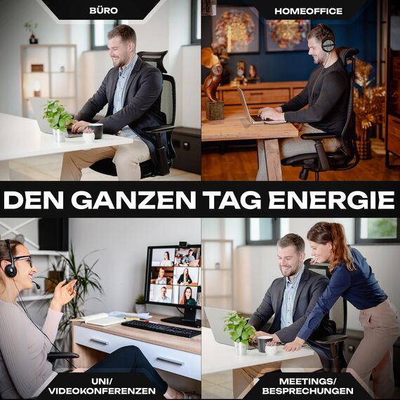 VALKENSTOL M5 Bürostuhl Ergonomisch Testsieger Höhenverstellbare Rückenlehne und Einstellbare Sitztiefe, Schaumstoff-Sitz, Schreibtischstuhl gesunder Rücken auch Grosse Menschen, Chefsessel