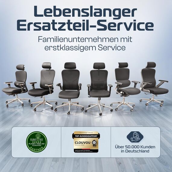 CLOUVOU BrightSeat Bürostuhl Ergonomisch [TESTSIEGER] Schreibtischstuhl 100% individuell einstellbar | Büro Stuhl & Gaming Stuhl | Computerstuhl Home Office Chair Ergonomic | Drehstuhl 150 kg