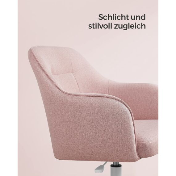 SONGMICS Homeoffice Stuhl, Drehstuhl, Schreibtischstuhl, höhenverstellbar, bis 110 kg belastbar, atmungsaktiver Stoff, für Arbeitszimmer, Schlafzimmer, rosa OBG019P01