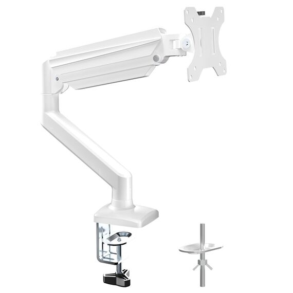 suptek Monitor Halterung für 13-32 Zoll LED LCD Bildschirm bis zu 9 kg, Monitor Arm mit Gasfeder, 360° Drehbar Höhenverstellbar Schwenkbar Neigbar, Monitorhalterung VESA 75x75/100x100 mm, Weiß