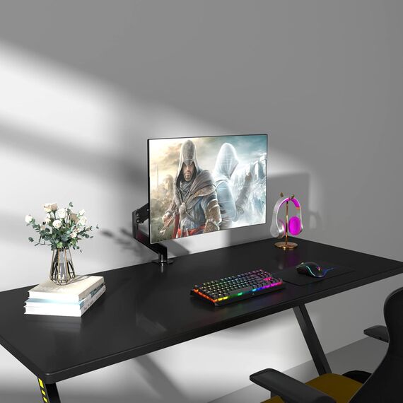 suptek Monitor Halterung Höhenverstellbarer Gasfeder-Monitorarm für 17-32 Zoll Bildschirme, VESA 75/100 mm, bis zu 10 kg, Ergonomischer Bildschirmhalterung 1 Monitor Einarm-Desktop- Monitorhalterung