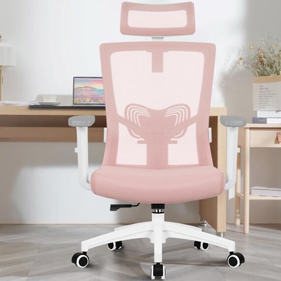 Daccormax Bürostuhl, ergonomisch mit Kopfstütze, Lendenwirbelstütze und Armlehnen, drehergonomischer Schreibtischstuhl, Wippfunktion, Chefsessel, Rückenschonend, 150kg