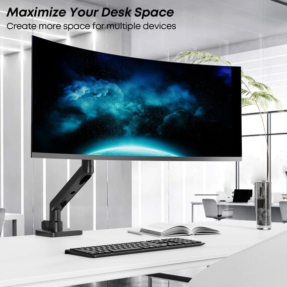 Monitor Halterung 1 Monitor Für 17-49 Zoll Flach & Curved Bildschirm, Robuster Gasfeder-Monitorhalterung Höhenverstellbar mit Neigungen, Erhöhte Tragfähigkeit von 2~20kg,VESA 75x75/100x100