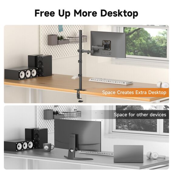 Bracwiser einzelnen Voll einstellbare Stehhöhe Monitorarm Standhalterung 800 mm hoch für Monitor Computerbildschirm 13 15 17 19 20 22 23 24 26 27 30 32 Zoll VESA 75 100 MD7821