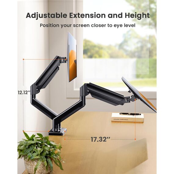 ErGear Monitor Halterung 2 Monitore für 17 bis 32 Zoll Bildschirme, Bildschirmhalterung 2 Monitore, Gaming Monitorhalterung mit Einer Tragfähigkeit von 2–10 kg, 2 Montageoptionen/VESA 75/100