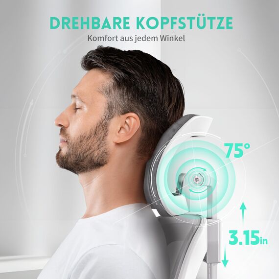 Tweakio Bürostuhl Ergonomisch, S-förmiger Schreibtischstuhl mit Verstellbaren Armlehnen, Ergonomischer Bürostuhl, Office Chair 90°Flip-Up Armlehne, Extra Breites Kissen Büro Stuhl & Gaming Stuhl