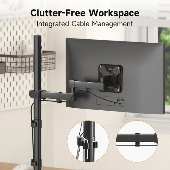 Bracwiser einzelnen Voll einstellbare Stehhöhe Monitorarm Standhalterung 800 mm hoch für Monitor Computerbildschirm 13 15 17 19 20 22 23 24 26 27 30 32 Zoll VESA 75 100 MD7821