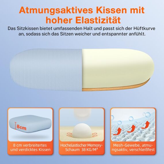 Aiidoits Bürostuhl, Ergonomischer Bürostuhl mit Klappbaren Armlehnen, Verstellbarer Kopfstütze und Lendenwirbelstütze, Wippfunktion bis 135°, Chefsessel 150 kg, Blau