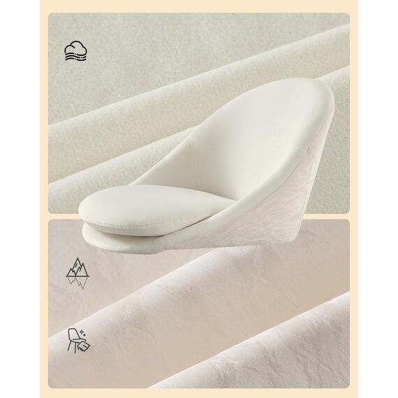 SONGMICS Homeoffice-Stuhl, Schminkstuhl mit Samt-Vorderseite, Schreibtischstuhl, Schaumstoffpolsterung, höhenverstellbar, für Arbeitszimmer, Schlafzimmer, cremeweiß OBG020WD01