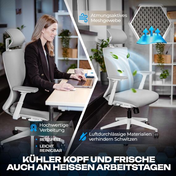 VALKENSTOL M3 Pro Bürostuhl Ergonomisch Testsieger mit verstellbaren Armlehnen | bequemer Schreibtischstuhl mit Lendenwirbelstütze Rückenschonend | Bürostühle verstellbare Sitztiefe gesundes Sitzen